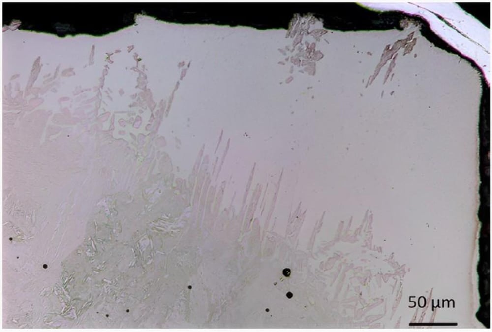 Cross-section of decarburized surface