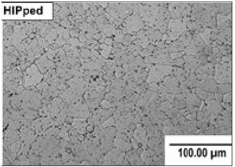 Surface micrograph of HIPed 718